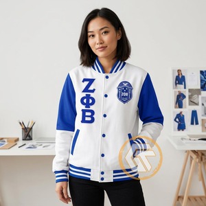 เสื้อแจ็คเก็ตวาร์ซิตี้ Zeta Phi Beta แบบสั่งทำพิเศษจาก GREEK TREASURES เสื้อผ้าสำหรับชมรมนักศึกษา คุณภาพสูง ระบายอากาศได้ดี บุด้วยผ้าซาตินไหม สำหรับผู้หญิง - Product Image 2