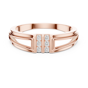 Rose Gold Geometric Men's <b>Ring</b> with Lab Grown Diamond Accents | Modern Open Band Wedding Anniversary Jewelry Gift - Product Image 2