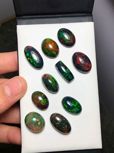 Opale d'Éthiopie noire naturelle de qualité supérieure, cabochon opale de feu Welo, pierre précieuse en vrac, opale de feu AAA, pierre pour bijoux, fournisseur en gros - Product Image 3