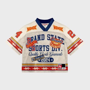 OEM Custom High Quality <b>Polyester</b> Mesh Retro Soccer American Football Jersey Oversized Boxy <b>Shirt</b> Cropped Plus Size Summer - Product Image 6