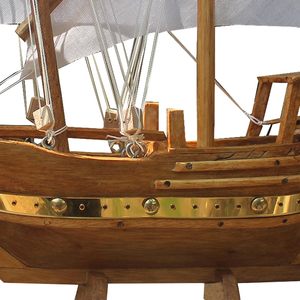 Modèle de bateau dhow traditionnel arabe en bois, fabriqué au Kerala, artisanal, décoration nautique pour la maison ou le bureau, objet de décoration. - Product Image 6