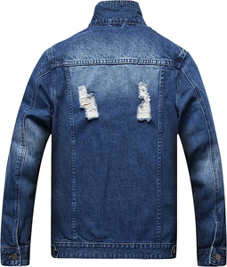 <b>Men</b> Winter <b>Jeans</b> <b>Jacket</b> Distressed Ripped 100% Cotton Breathable Distress <b>Jean</b> <b>Jacket</b> - Product Image 2