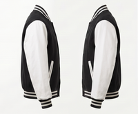 Veste universitaire homme noire et blanche avec boutons sur le devant, style streetwear, coupe-vent d'hiver, chauffante, 100 % laine