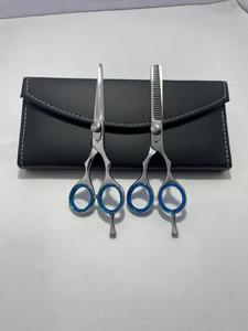 Stainless Steel Sharp Curved Blades Right-Handed Barber Scissors Set with <b>Long</b> <b>Handle</b> Thinning <b>Shears</b> Kit Leather Case - Product Image 3