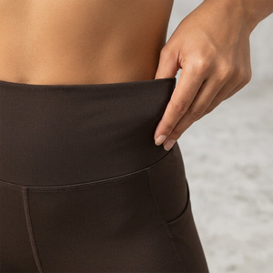 High Waist Full Length <b>Leggings</b> With Side <b>Pockets</b> Sporty Solid Color Stretch Breathable Quick Dry Women's Workout Wear - Product Image 4