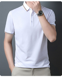 Polo d'été fin en coton pour homme, haut de gamme, en soie de mûrier, avec logo personnalisé brodé ou imprimé, idéal pour les affaires - Product Image 5