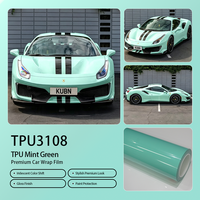 Film de protection de voiture en TPU brillant vert menthe, PPF anti-jaunissement, application humide, 1,52*15m, qualité supérieure américaine, pour enveloppement complet du véhicule