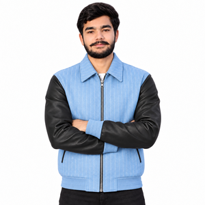 Blouson bomber varsity personnalisé en gros avec doublure polaire et patchs appliqués, coupe ample pour les marques de streetwear américaines - Product Image 4
