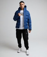 Blouson Bomber Unisexe Noir d'Hiver avec Capuche, Col Montant, Fermeture Éclair, Gilet Extérieur Écologique Respirant, Patchwork, Séchage Rapide, Fermeture Avant