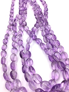 Cuentas ovaladas lisas de amatista natural para la elaboración de joyería fina, collar de piedras preciosas - Product Image 5