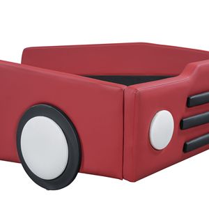 Cama Plataforma con Ruedas en Forma de Auto de Carreras, Tamaño Individual, Color Rojo, para Niños - Product Image 5