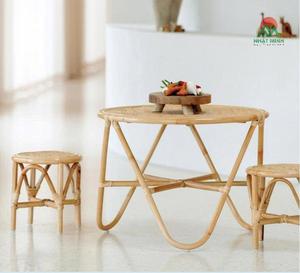 Ensemble table et tabourets en rotin Nhat Minh pour enfants, rond, rustique, mobilier d'extérieur durable, taille enfant - Product Image 4