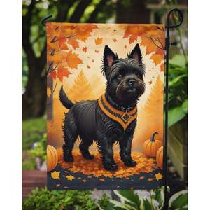 Drapeau de jardin multicolore Cairn Terrier Noir Automne Illustration pour Patio Boîte aux lettres Cour Bannière décorative pour parterres de fleurs Taille de jardin - Product Image 3
