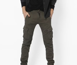 Pantalones Cargo Color Oliva para Hombre, Corte Recto, Múltiples Bolsillos, Peso Medio, Transpirables, Estilo Workwear, Cierre de Cremallera - Product Image 1