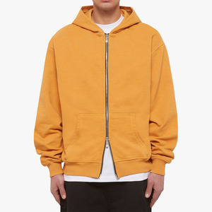 Sudadera con Capucha de Forro Polar Amarillo Mostaza para Hombre, de Alta Calidad, con Cierre de Cremallera, 100% Algodón, Ecológica, Estilo Urbano, Informal para Invierno - Product Image 1