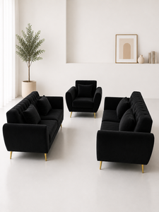Sofá Moderno Esmeralda 221 ROMA, Conjunto de 221 Plazas para Sala de Estar, Apartamento, Hotel, Uso Ecológico, Tela Personalizada, Mueble Cuadrado Curvo - Product Image 2