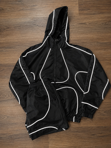 OEM Custom 100% Nylon Waterproof <b>Reflective</b> Windbreaker Short Set | Hooded <b>Jacket</b> & Shorts Sportswear | Men <b>Running</b> Tracksuit - Product Image 3