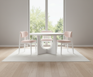 Mesa de Centro Redonda Moderna con 4 Sillas, Diseño Decorativo Duradero, 1 Año de Garantía, Madera de Caucho, Juego de Comedor Compacto para 4 Personas - Product Image 6