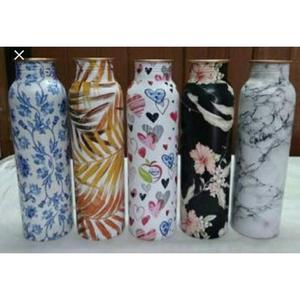 Floral Pattern Metal <b>Water</b> <b>Bottle</b> With Screw-On Lid Reusable For Travel Adults 100% Copper <b>Bottle</b> For Drinking Eco Friendly - Product Image 6