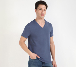 Camisetas de Cuello en V para Hombre, 100% Algodón de Alta Calidad, al por Mayor, Personalizables, Ecológicas, de Secado Rápido y Transpirables para Verano - Product Image 3