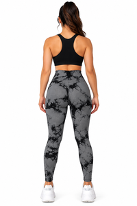 Leggings de yoga taille haute épais, courts, respirants, en maille tissée unie, avec effet froncé aux fesses, pour femme, écologiques - Product Image 2