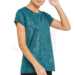 Camiseta Casual de Manga Corta con Cuello Redondo y Estampado por Sublimación en Color Verde Azulado para Mujer, Tejido de Punto de Secado Rápido, 100% Algodón Original - Product Image 3