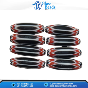 Wholesale Handmade Glass Chevron Beads Black Red White <b>Long</b> Tube Loose Beads for Jewelry Making DIY Bracelet <b>Necklace</b> - Product Image 5