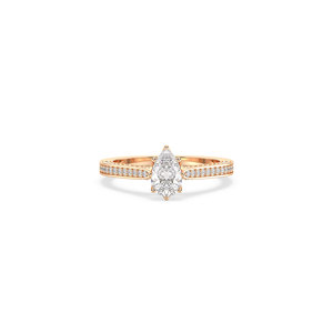 Anillo de compromiso solitario REYES de plata de ley 925 chapado en oro rosa con moissanita certificada GRA, diseño personalizado, corte pera - Product Image 2