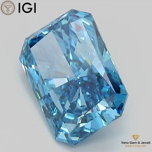 Diamant de laboratoire cultivé CVD de 3,00 carats, couleur bleu vif fantaisie, clarté VVS2, forme radiant, avec certificat IGI, idéal pour les bijoux sur mesure - Product Image 4