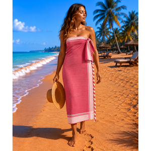 Toalla Kikoy de algodón a rayas 100% OEM personalizada, ecológica, de secado rápido, para uso en la playa, de la mejor calidad, calidad de exportación. - Product Image 5