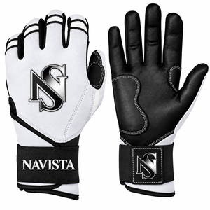 Premium NAVISTA SPORTS Goat Leather Ambidextrous Baseball <b>Batting</b> Gloves Hook Loop Closure Knit <b>Fabric</b> Customizable Colors Sizes - Product Image 1