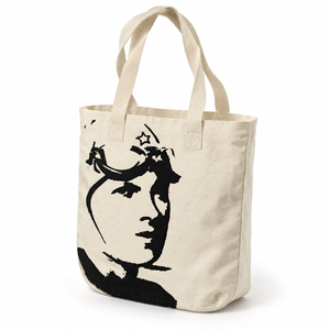 Printed Cotton <b>Canvas</b> <b>Tote</b> <b>Bag</b> with Rope Handles for Shopping | Reusable Natural Blank Shopping <b>Bag</b> with Printed Artwork Design - Product Image 1