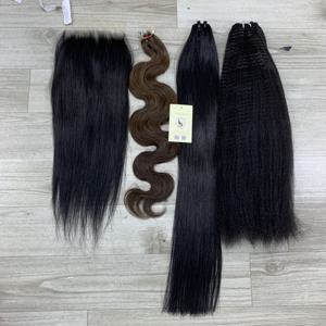 Extensiones de Cabello Humano Vietnamita al por Mayor, Color Negro, Tejido a Máquina, Ondulado, Liso Rizado, Doble Trama, Genius Weft - Product Image 2