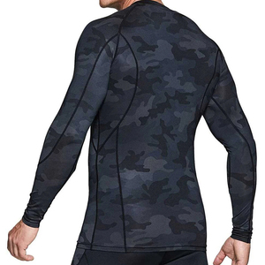 <b>Men's</b> Long Sleeve Rash Guard Black Camouflage Pattern Quick Dry Spandex Polyester <b>Compression</b> <b>Shirt</b> By Tiago Sports - Product Image 2