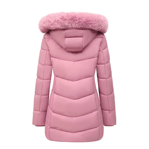 Unisex Stand Collar Puffer <b>Jacket</b> Windproof Zipper Casual Winter Coat Solid Olive <b>Brown</b> Front Logo Quick Dry Fleece Lining Nylon - Product Image 3