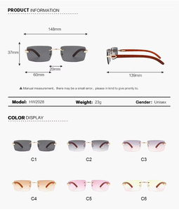2025 Rimless Cut-<b>edge</b> Wooden Grain Leg Sunglasses for Men Fashion Clear Lens <b>Square</b> Sun Glasses Luxury Designer Sunglasses Women - Product Image 4