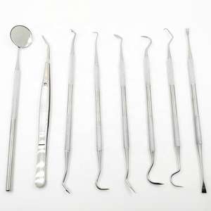 Kit de 8 Piezas de Instrumentos de Higiene Dental de Acero Inoxidable, Juego Profesional de Espejo y Sonda para Cuidado Bucal - Product Image 1