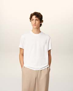 T-shirt en coton blanc pour homme, coupe classique, col rond, manches courtes, jersey décontracté, couleur unie - Product Image 6