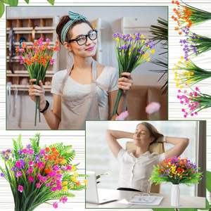 Lot de 5 fleurs artificielles colorées en plastique, type lotus, pour intérieur, ferme, maison, bureau, extérieur, jardin, véranda, patio, à suspendre - Product Image 6