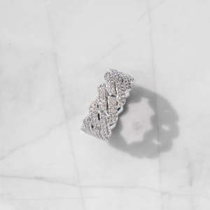 Luxury Cuban Link <b>Ring</b> | 925 Sterling <b>Silver</b> Pave Chain <b>Ring</b> | Iced Out Statement <b>Ring</b> for <b>Men</b> & Women - Product Image 1