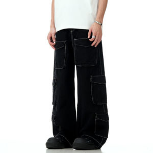 Pantalones Cargo de Mezclilla Personalizados, Tácticos, Casuales, de Primera Calidad, con Múltiples Bolsillos, Pierna Ancha, Corte Holgado, Estilo Urbano, con Dobladillo Ajustable - Product Image 1