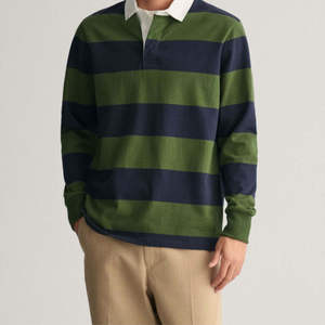 Camisetas de Rugby Personalizadas con Logotipo de Equipo para Hombre, Camiseta de Rugby de Manga Larga Hecha a Medida OEM, Material de Algodón con Rayas, Venta al Por Mayor Personalizada - Product Image 2