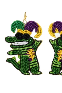 Pendientes bordados con cuentas de Mardi Gras, joyería hecha a mano con cuentas, lentejuelas festivas y pendientes de cuentas de semillas, regalo para mujer, ropa de fiesta - Product Image 6