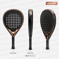 Raquette de padel en fibre de carbone JAS JAS004 3K 12K 18K, vente chaude, personnalisable OEM, tête avec noyau EVA 22 mm, légère, écologique, portable