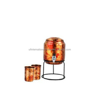 Pot d'eau en cuivre au design unique et verre en cuivre avec support Refroidisseur d'eau 5 litres avec taille personnalisée artisanat naturel