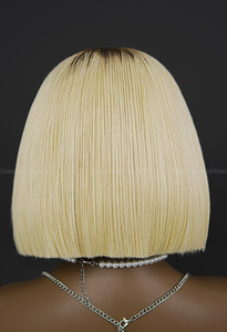 Rubio con raíces oscuras Peluca de cabello humano vietnamita virgen natural de un solo donante Extensiones de alta calidad - Product Image 6