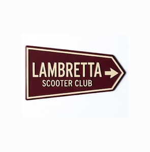 ป้ายโลหะรูปทรงโล่สไตล์วินเทจ Lambretta สำหรับตกแต่งผนังบ้าน ร้านกาแฟ หรือโรงรถ - Product Image 4