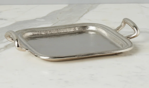 Plateau de service rectangulaire en métal argenté de luxe personnalisé, plateau décoratif en aluminium moulé pour table, plateau de rangement avec poignées - Product Image 5