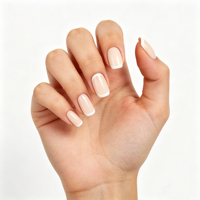 Kit de faux ongles à presser, marque privée, rose nude français, avec pointe blanche, courts carrés, aspect naturel, finition brillante