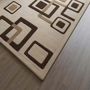 พรมปูพื้นลายสี่เหลี่ยมหรูหรา สีเบจทันสมัย ทอมือ ขนนุ่ม ดีไซน์เนอร์ พรมปูพื้นสำหรับห้องนั่งเล่น ห้องนอน ตกแต่งบ้าน - Product Image 5